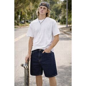 Vintage Y2K Dark Wash Baggy Jorts 30 Jean Shorts Skater‎ Grunge Casual Route 66